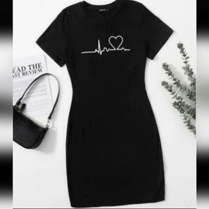 Shein Heart Print Bodycon Dress Size S